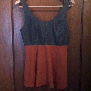 Faux leather upper and material bottom top